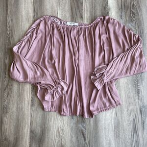 DO + BE Womens S Mauve Dolman Sleeve Long Sleeve Round Neck Oversized Blouse